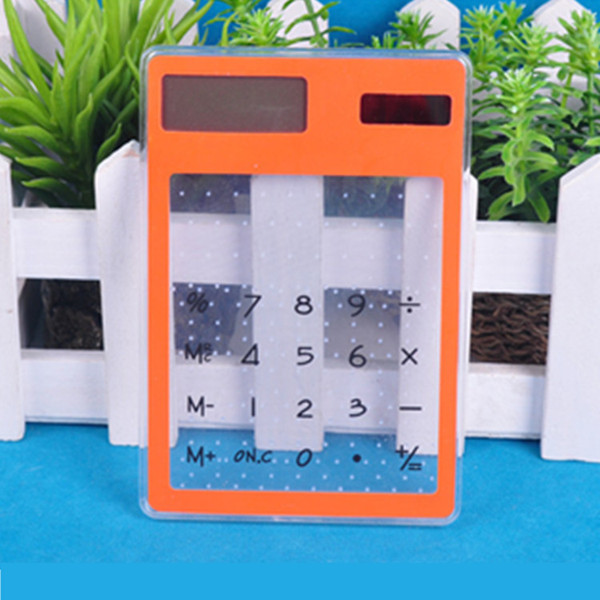 Factory supply transparent touch screen solar calculator silicone card calculator