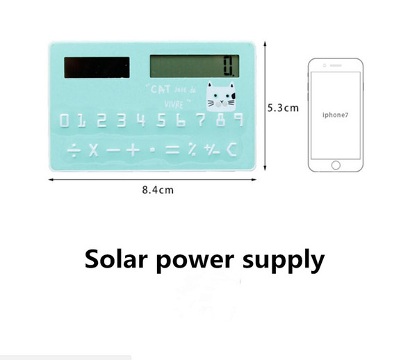 Free Shiping Portable Calculator Mini Handheld Ultra-Thin Card Stationery Card Calculator Solar Power Small Slim Travel Pocket Calculator