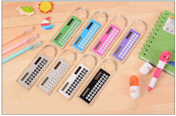 Student Ruler Calculator Plastic Mini Multifunction Calculator Creative Stationery Portable Solar Calculator Straight Ruler Wholesale SN2145