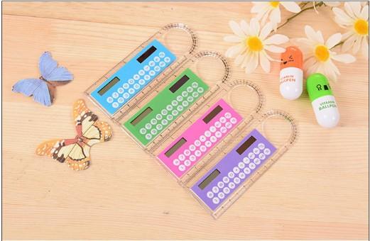 Mini Portable Solar Energy Calculator Creative Multifunction Ruler Students Gift