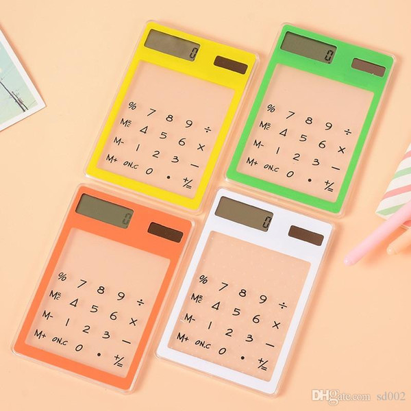 Creative Square Transparent Calculator Plastic Ultra Thin Solar Energy Mini Calculators For Student Learn Count Supplies Portable 4 7rt ZZ