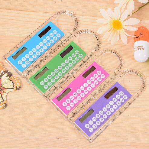 200pcs/lot Student 10cm ruler computer cartoon mini multifunctional solar calculator Free Shipping