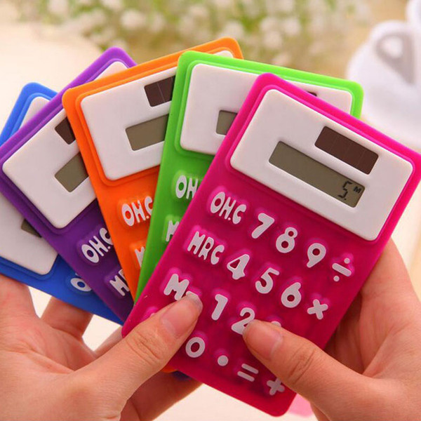 Solar Silicone Calculator Fold Rolled Up Portable Pocket Calculators Mini Handheld Ultra-thin Card Free Shipping ZA5574