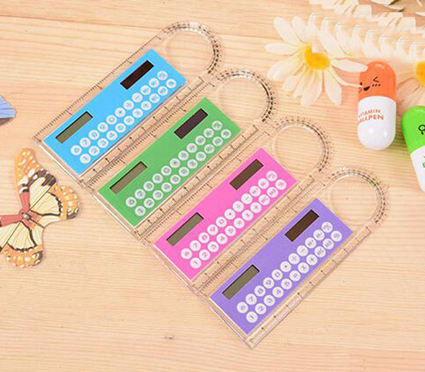 Student Ruler Calculator Plastic Mini Multifunction Calculator 10cm Creative Stationery Portable Solar Calculator Straight Ruler Wholesale