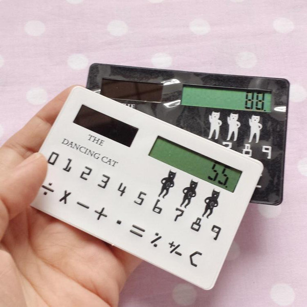 Students learn office stationery cute mini portable color pocket slim card calculator Solar