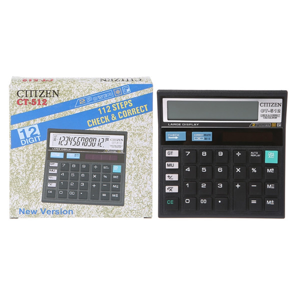 Calculator Economical Solar Dual Power Computer Office Home School Student Teaching Stationery Calculating Tool YUU765412-Digit Solar Batter