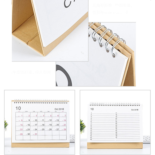 2019 Desktop Creative Office White Stand Simple 3 Size Calendar Writable Weekly Planner Monthly List Plan Daily Calendar DH0645-3 T03