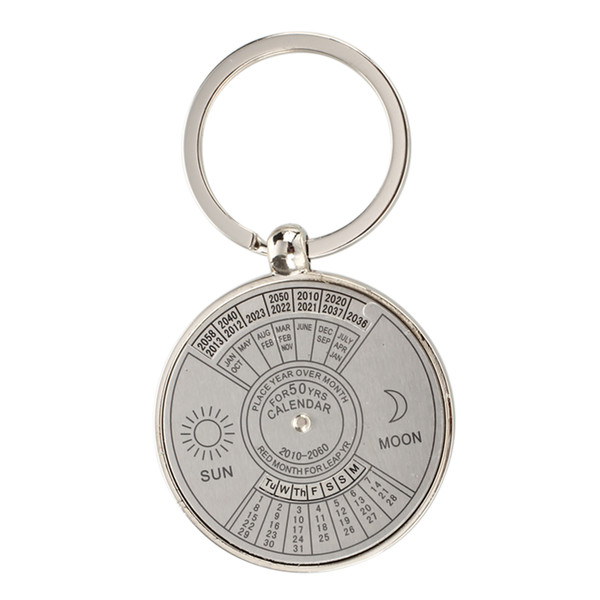 Keychain key ring metal Perpetual Calendar pattern