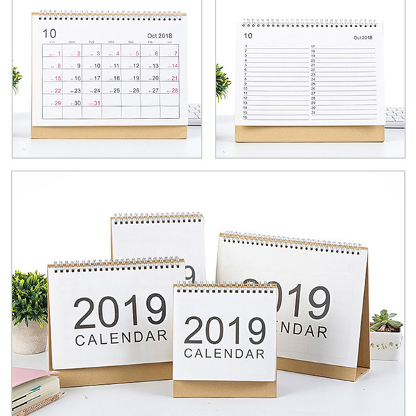 Office Desktop White Stand Simple Large Size 20.5*25.5cm Calendar 2019 Writable Weekly Planner Monthly List Plan Daily Calendar DH0645