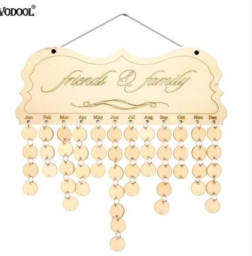 VODOOL DIY Fashion Wooden Birthday Calendar Family Friends Sign Special Dates Planner Board Hanging Decor Gift Decorate