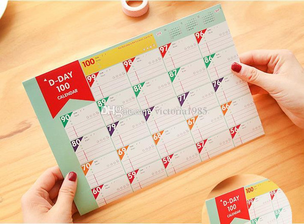 12pcs/lot New Superdeal 100 Day Countdown Calendar Learning Schedule Periodic Planner Table Gift For Kids Study Planning Learning Supplies