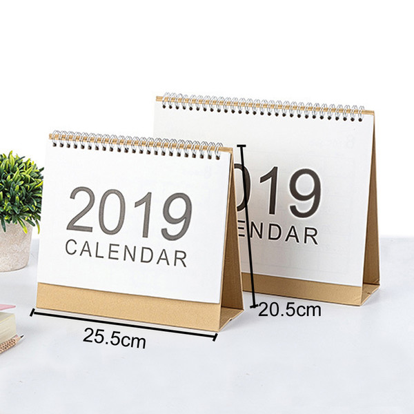 Office Desktop White Stand Simple Large Size 20.5*25.5cm Calendar 2019 Writable Weekly Planner Monthly List Plan Daily Calendar DH0645-2 T03