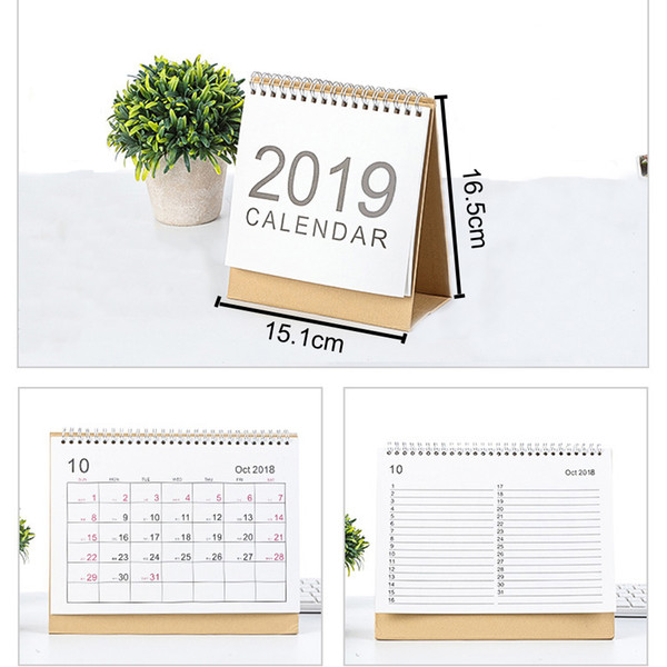 2019 Desktop Creative Office White Stand Simple 16.5*15.1cm Calendar Writable Weekly Planner Monthly List Plan Daily Calendar DH0645