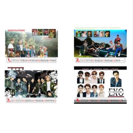 2018 Year Kpop Korean Star exo official calendar desk with the desk calendar around the stars