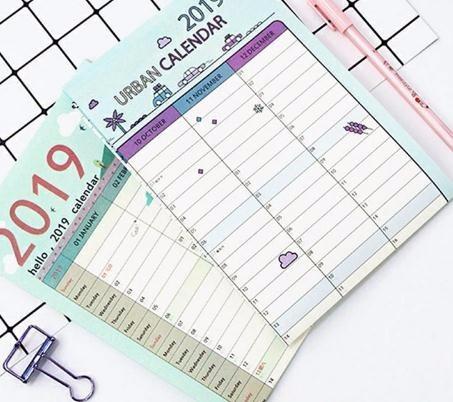 2019 365days Paper Wall Calendar Office School Daily Planner Notes Large Study New Year Plan Schedule 43*58cm