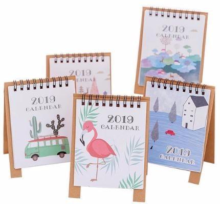 Hand Drawing 2019 Fresh Cartoon Mini Desktop Paper Calendar Daily Scheduler Table Planner Yearly Agenda Organizer