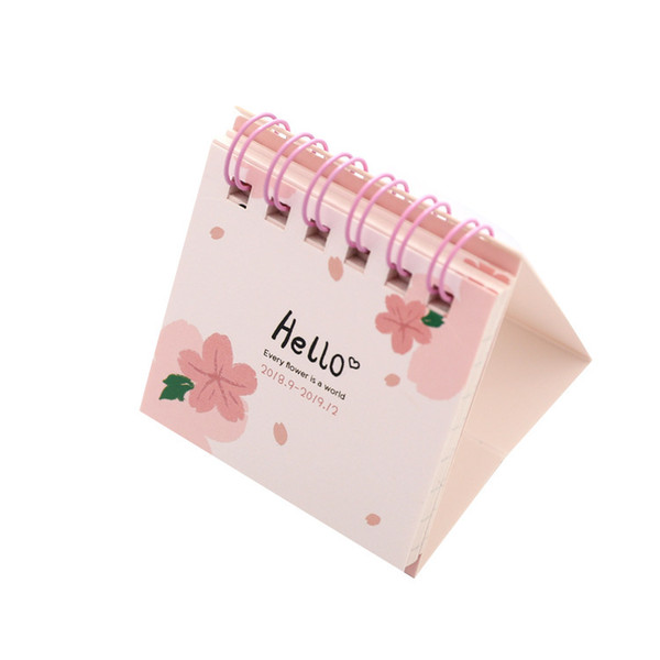 2019 Cute Cherry Blossoms useful Calendar DIY Mini Portable Table Calendars Daily Schedule Planner 2018.09~2019.12