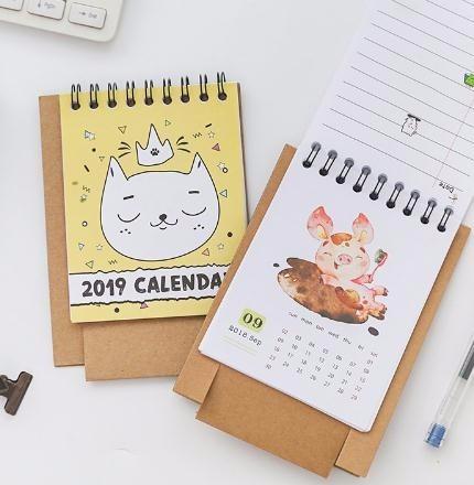 2018 2019 NEW Kawaii Cartoon Calendar Creative Desk Vertical Paper Multi-function Storage Box Timetable Planner Notebook