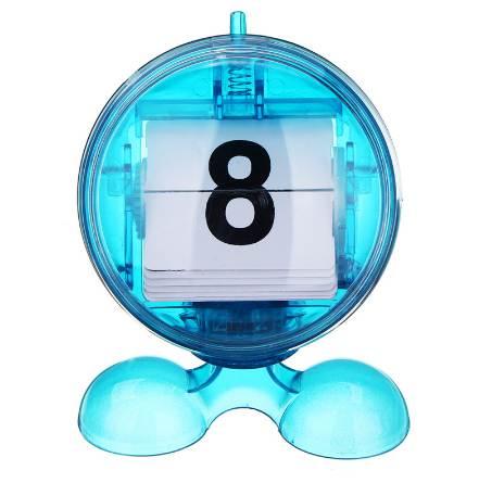 Round Blue Desktop Manual Mini Flip-page Calendar Counter ABS Digital Display Day Month Perfect for the Home or Office