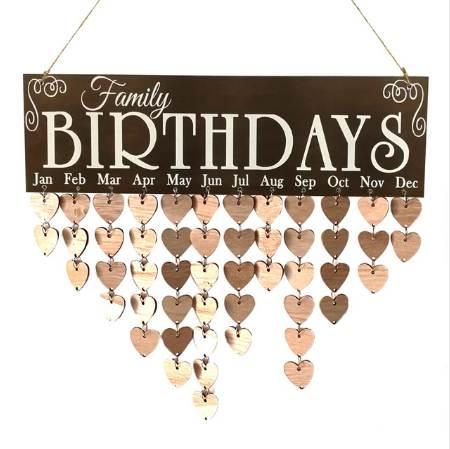 Family Birthday Words Hanging DIY Wooden Calendar Kalendar Reminder Board Plaque Home Decor Pendant Colorful