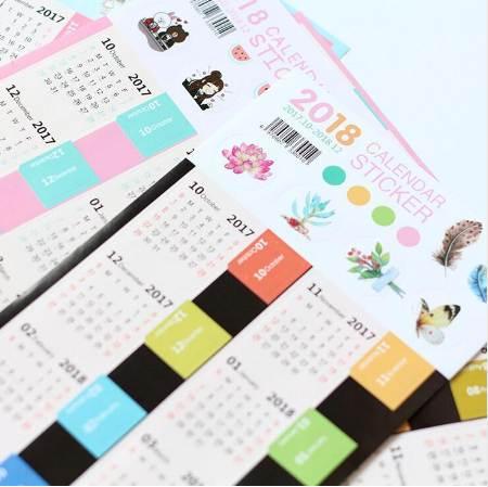 2 pcs/pack New Creative 2018 Year Mark Mini Calendar Stationery Decorative Stickers Label Calendar Sticker