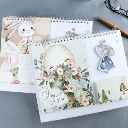 1 Pcs/set Kawaii 2018 multi-function desk calendar cartoon illustration rabbit Desktop large Calendar Scheduler Planner