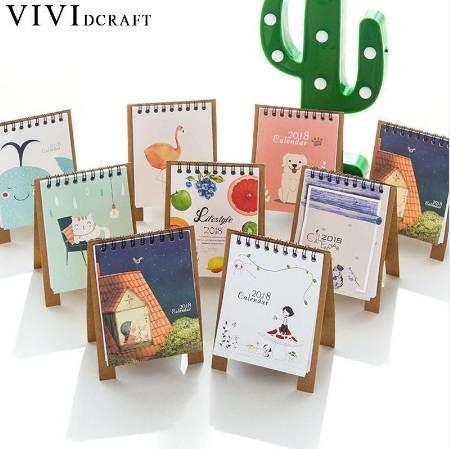 Vividcraft Calendar 2018 Cute Cartoon Characters Desktop Paper Calendar Dual Daily Scheduler Table Planner Yearly Agenda 2018