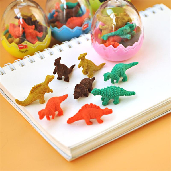 Wholesale- 1 Pc / Pack Hot Sale Students Animal Erasers For Kid Stationary Gift Novelty Dinosaur Egg Pencil Rubber Eraser