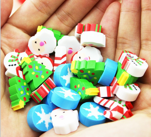 XMAS Christmas Erasers Eraser 35 Mix Mini ( gift box) pack Rubber Pencil Eraser Set Kid Children Fruit bird Santa Party Favor Kid Gift