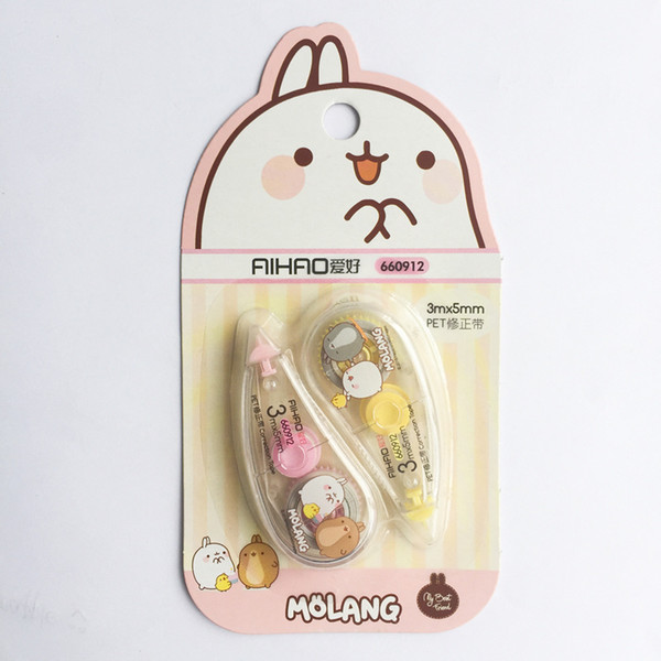 Mix And Match Welcome 2 pcs/pack Happiness Molang Press Type Practical Correction Tape Diary Stationery School Supply