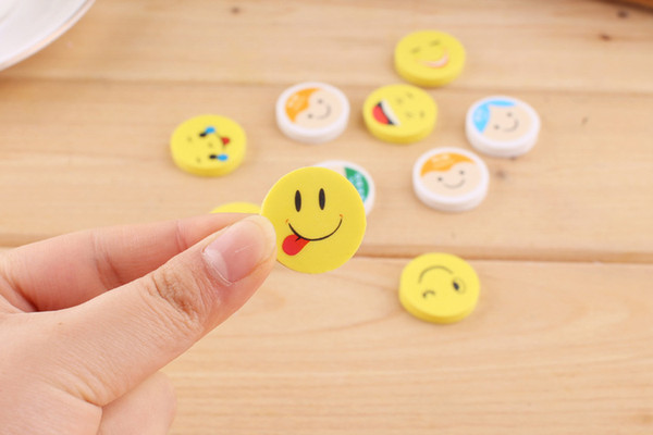 Facial expression eraser smiling face and color cartoon circle