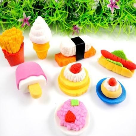 Wholesale-4 pcs/lot Cute Kawaii Cartoon Rubber Fruit Erasers Set for kids School Stationery Wholesale Creative Gift Free shipping 652