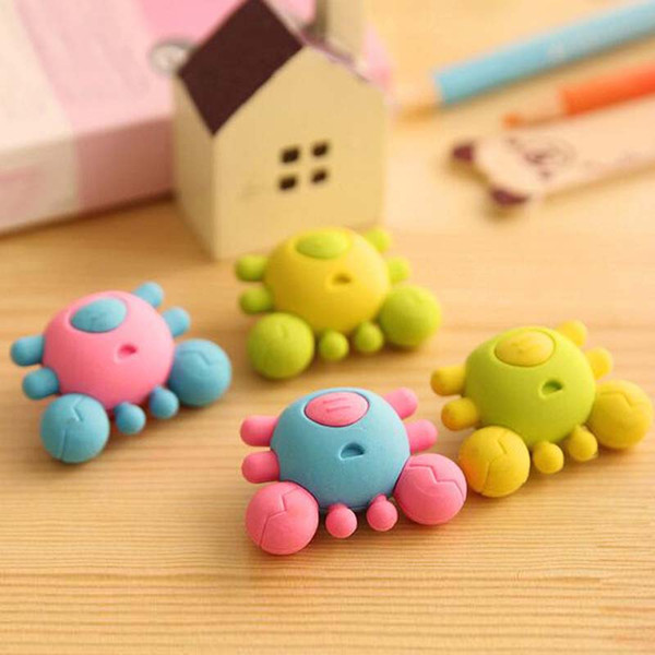 20pcs/lot Crab Creative Eraser Rubber Eraser Cute Lovely Stationery Student Prizes Children Gift Office School Supplies