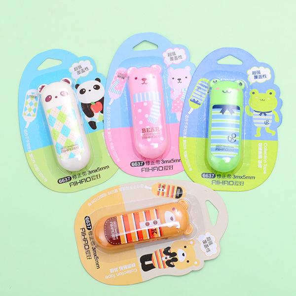 Wholesale-1 Pcs 3m X 5mm Cute Kawaii Aihao Animal Panda Bear Frog Correction Tape School Office Supplies Stationery Kids for Children