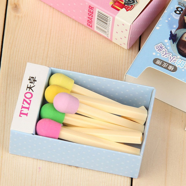 8 PCS/Set Cute Kawaii Matches Eraser Lovely Colored Eraser for Kids Students Kids Creative Item Gift