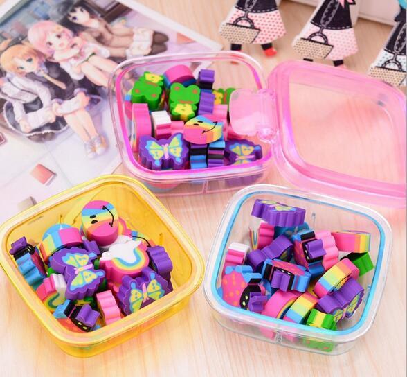 20Pcs set Kawaii Cute Rubber Eraser Kids School Supplies Stationery Set for Home Party Kids GIft Party Favors Girls