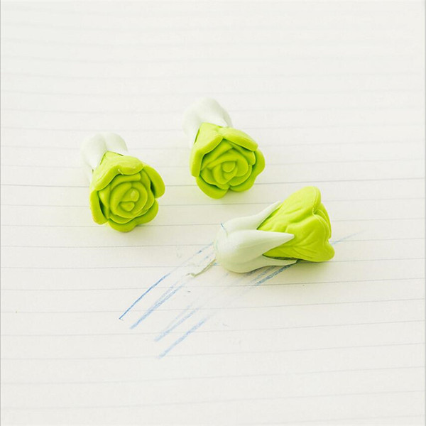 2PCE =1SETS Stationery Cute cartoon Small Rape Cabbage EraserS Vegetables Removable Eraser Primary School Prizes One sets two