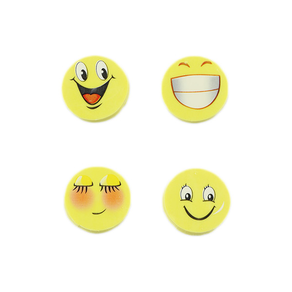 4Pcs/pack Random Creative Smile Expression Eraser Kawaii Mix Cute Style Rubber Pencil Eraser Students Stationery