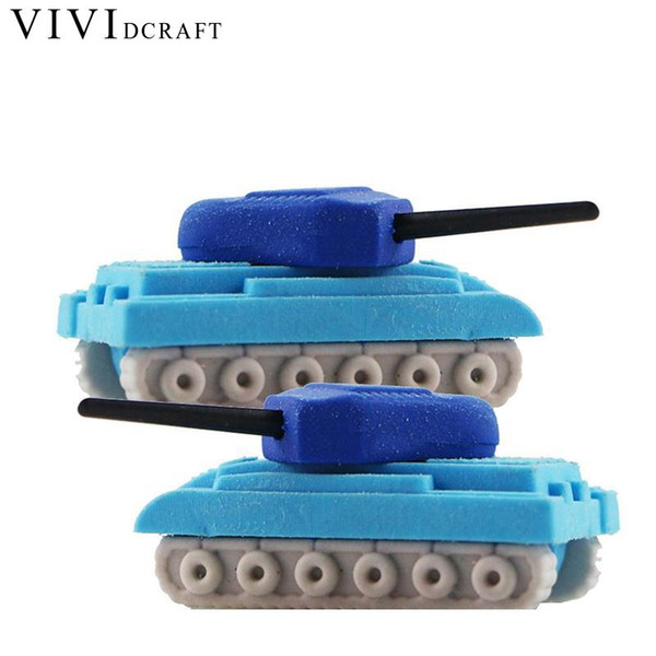 Vividcraft Cartoon Tank Shape Pencil Eraser School Correction Supplies Child's Gifts Kawaii Kids Girl Stationery Novelty Erasers