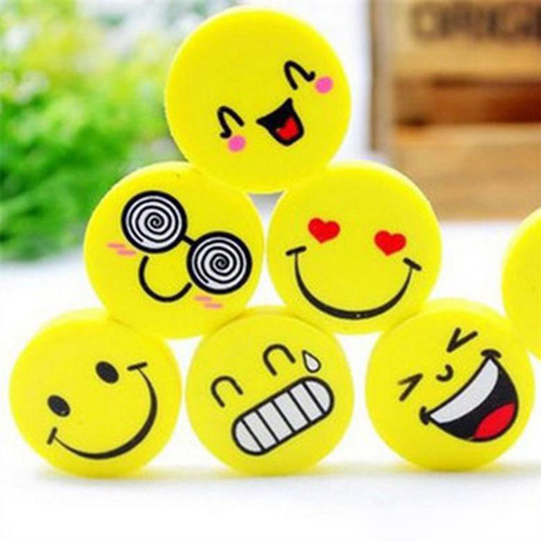 2018 New Fashion Cute Smile Emoji Eraser Primary School Students Learning Prizes Wholesale Cartoon Rubber Erasers