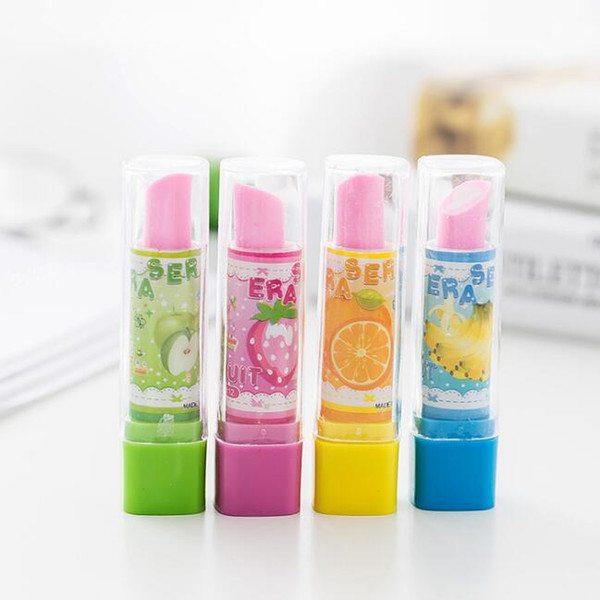 cute lipstick design pencil eraser kawaii cartoons rubber erasers korean stationery school office supplies kids gifts