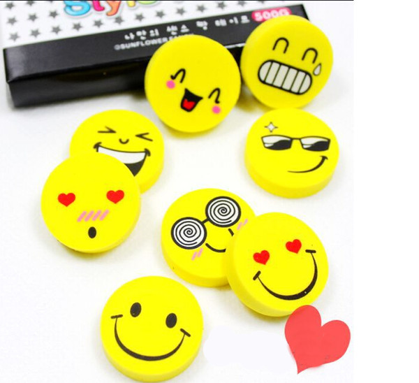 Wholesale-4 Pieces Hot Sale New Lovely Cute Cartoon Eraser Rubber Korean Stationery Smile Novelty Kid Gifts Fantastic