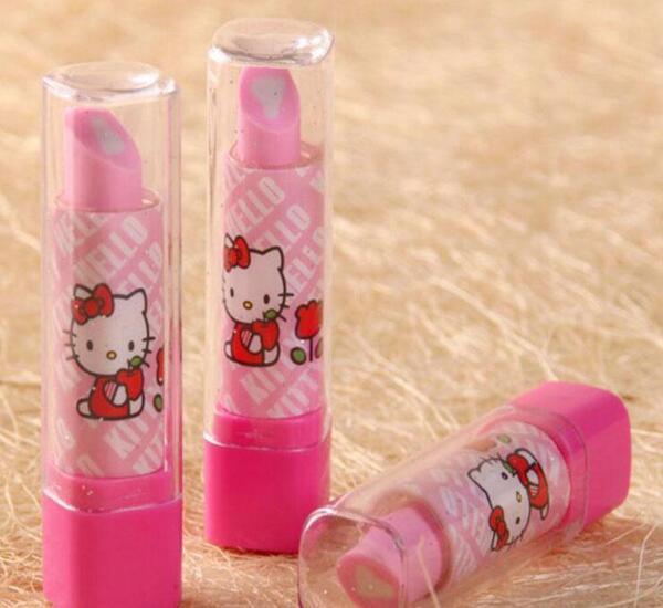 3 Style Lipstick Shape Eraser Korean Creative Stationery School Supplies Pupil award Gift Kids Cartoon Erasers