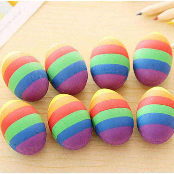 New 5 pcs/lot Novelty Colorful Egg Shape Cartoon Rubber Eraser Creative Stationery School Supplies Papelaria Gift Prize for Kids