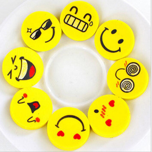 2.5cm Smile Face Erasers Rubber for Pencil Kids Funny Cute Stationery Novelty Eraser Office School Supplies 120pcs=1 BOX