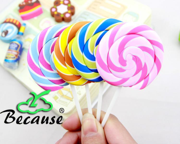 Ziyu-2013 New Cute Lollipop Shape Eraser Candy Eraser Colorful And Lovely School Set 10pcs/lot