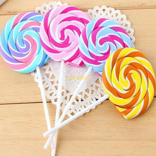 Cartoon Erasers Candy Funny Rubber Eraser Office and Study Kids Gifts Cute Stationery Novelty Lollipop Erasers