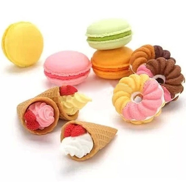 Wholesale-Valentine's Day Gifts/french Dessert Ice Cream Circle Bread Malone Eraser/removable Rubber Polishing/erasers Free Shipping K6