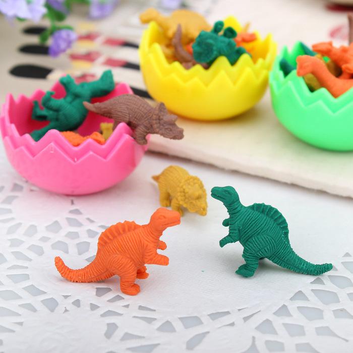 Wholesale-24pcs/Set Cartoon Dinosaur Eggs Eraser Korea Creative Stationery Erasers Kids Gift Cute Eraser borracha escolar WJ-XPC-39