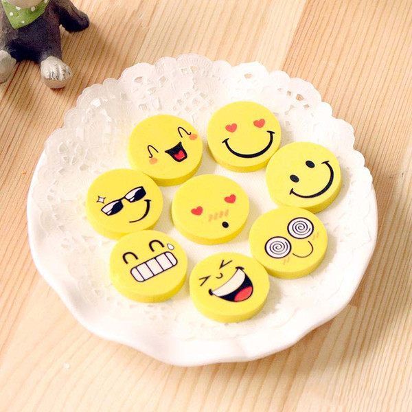 New Mini Cute Cartoon Kawaii Rubber Smile Face Emoji Eraser For Kids Gift School office Supplies